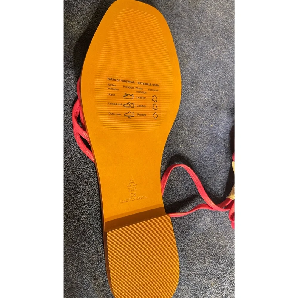 Anthropologie Pilcro Pink Tie-Up Strappy Sandals NWT SZ 10 - Picture 9 of 16